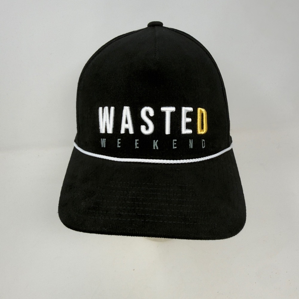 TravisMathew Mens Wasted Weekend Black Corduroy Rope Snapback‎ Hat Cap OSFM